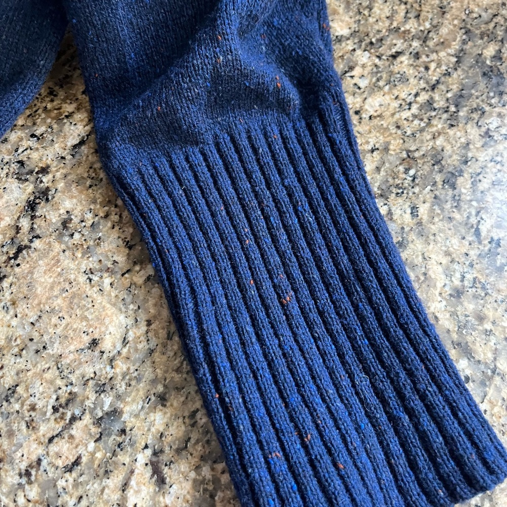 Celtic & Co Flecked Navy Zip Neck Dress - Picture 3 of 10